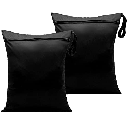 Karjiaja 2 Stück Wiederverwendbare Nasstasche wasserdichte Stofftaschen Reusable Wet Bag Wäschebeutel Windeltasche Nassbeutel Windelbeutel Wetbag Kindergarten für Badeanzüge Strandtuch Sportkleidung von Karjiaja
