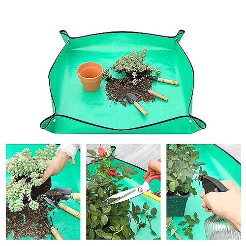 2Pcs Pflanzmatte Umtopfmatte Kunststoffwanne 100x100 - Pflanzunterlage Gartenarbeitsmatte Faltbar wasserdichte Gartenmatte, Gartenarbeitsunterlage für Pflanzen Garten Sämling Umtopf von Karkar