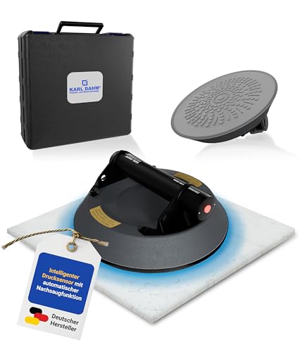 Karl Dahm® Akku-Vakuum-Saugheber E-Grip Plus - Automatische Nachsaugfunktion | Vielseitig auf Fliesen, Glas, Beton | 120 kg Tragkraft | Inkl. Koffer – 40907 von Karl Dahm