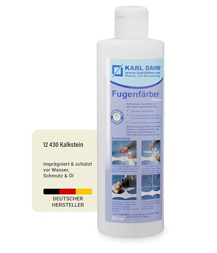 Karl Dahm® Fugenfärber Kalkstein 237 ml – Hochwertige Fugenfarbe für Innen & Außen | Wasser- & schmutzabweisend | Einfache Anwendung | Art. 12430 von Karl Dahm
