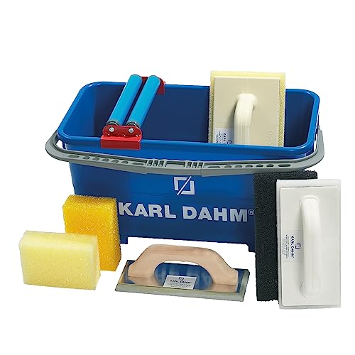 Karl Dahm Epoxid Fug- & Waschset I Fliesenleger Werkzeug mit 25 Liter Eimer inkl. 1x Rollenaufsatz untenliegend, viele Epoxid-Schwämme uvm. – 11486 von Karl Dahm