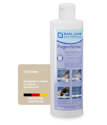 Karl Dahm® Fugenfärber Ocker 237 ml – Hochwertige Fugenfarbe für Innen & Außen | Wasser- & schmutzabweisend | Einfache Anwendung - Art. 12412 von Karl Dahm