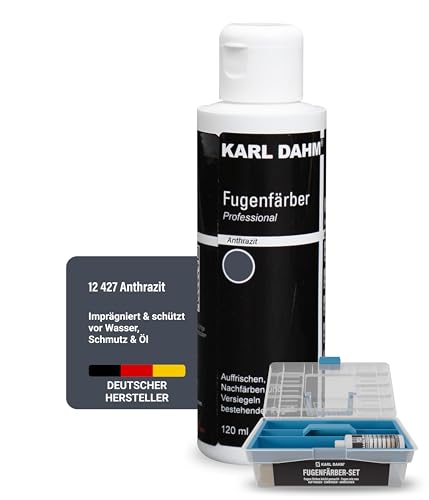 Karl Dahm® Fugenfärber-Set Anthrazit 120 ml – Fugenfarbe-Komplettset für Innen & Außen | Wasser- & schmutzabweisend, Leicht anwendbar | 12309 von Karl Dahm