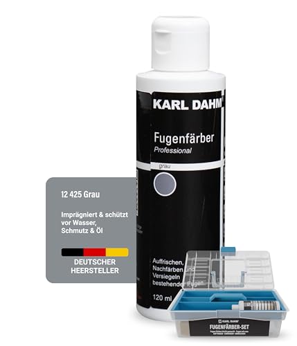 Karl Dahm® Fugenfärber-Set Grau 120 ml – Fugenfarbe-Komplettset für Innen & Außen | Wasser- & schmutzabweisend, Leicht anwendbar - Art. 12308 von Karl Dahm