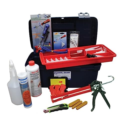 Karl Dahm Silikon-Sanierungs-Set I Werkzeugbox Basic mit abgestimmtem Werkzeug zum Sanieren für Silikonfugen I Inkl. Silikonentferner uvm. – 11595 von Karl Dahm