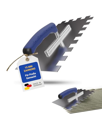 Karl Dahm Softgriff-Zahnkelle 15 mm I Rostfreie Fliesen-Kelle mit 15 mm Zahnung I Kelle mit ergonomischem Softgriff I Edelstahl I Modern I Silber von Karl Dahm