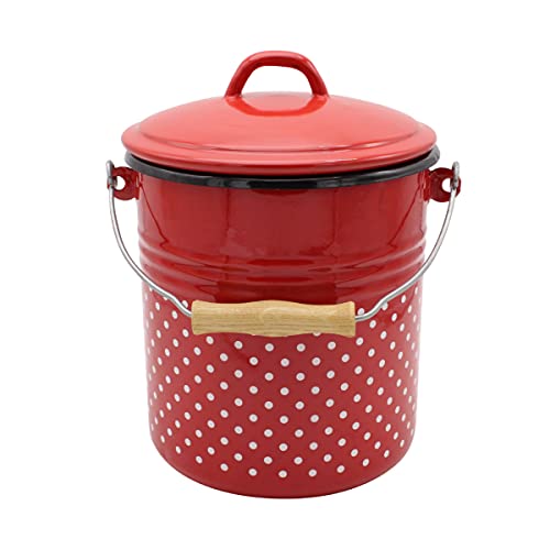 Mülleimer Rio mit Deckel, 5 Liter, Rot mit weißen Punkten/Karl Krüger von Karl Krüger GmbH