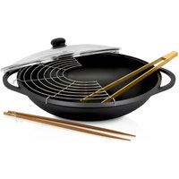 Aluguss Wok LEIPZIG mit Glasdeckel und Zubehör, 36 cm von Karl Krüger