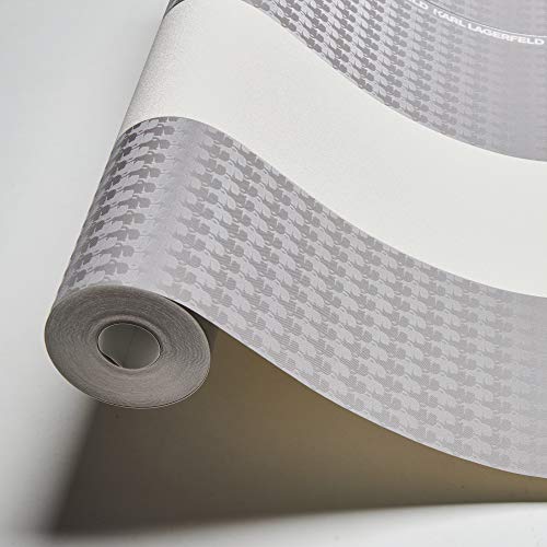 Architects Paper KARL LAGERFELD - Vliestapete Ribbon - Luxustapete 10,05m x 0,53m - Designertapete Made in Germany - grau weiß 378485 37848-5 von Architects Paper