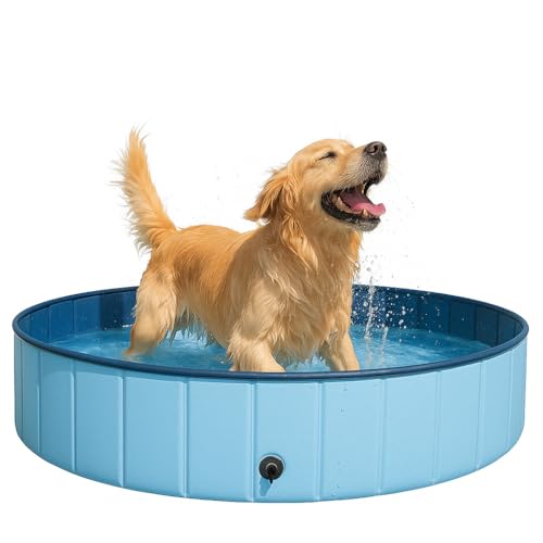 Hundepool faltbar – Robustes Planschbecken Pool für Hunde & Katzen, rutschfest mit Ablassventil, tragbar & in verschiedenen Größen erhältlich. (160 x 30 cm) von Karl Vital