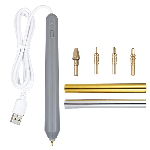 Karlak Set mit Heißfolienstiften, USB-Heißfolienstift für Scrapbooking-Werkzeugsätze, Gold- und Silber-Heißfolienrolle für Kartenherstellung, Basteln, Scrapbooking, Zeichenstift mit USB-Kabel, DC 5 V von Karlak