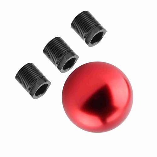 Karlak Universal Round Ball Form Gearschichtschaltkopf aus Metall, Hohe Empfindlichkeit, Umfasst 3 Plastikadapter Zur Einfachen Installation, Passt für Universelles Auto an (Rot) von Karlak