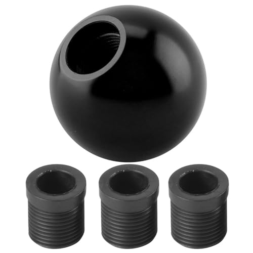 Karlak Universal Round Ball Form Gearschichtschaltkopf aus Metall, Hohe Empfindlichkeit, Umfasst 3 Plastikadapter Zur Einfachen Installation, Passt für Universelles Auto an (Schwarz) von Karlak