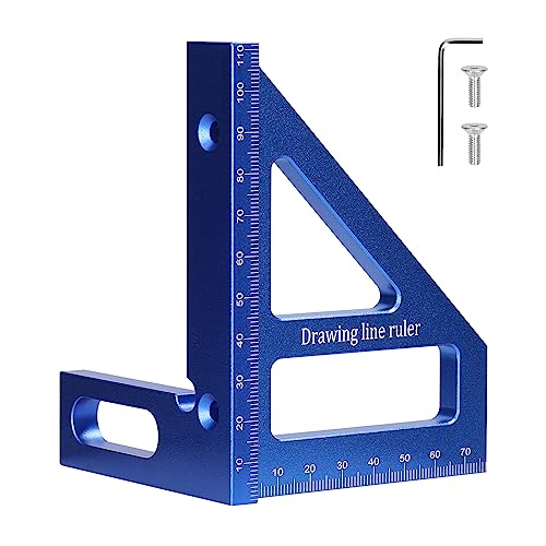 Multi-Winkel-Messlineal aus Aluminiumlegierung, Holzbearbeitung, quadratischer Winkelmesser, 45° 90° Gehrung, Dreieck-Lineal, Utility-Anreißlehre, multifunktionales Layout-Messwerkzeug für von Karlak