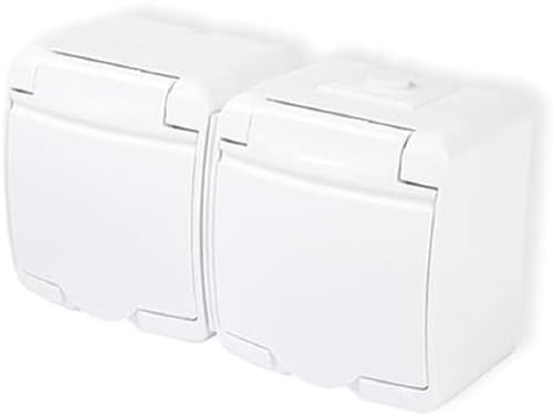 Aufputz weiß Schalter Doppelschalter Steckdose IP44 Feuchtraum Schuko (Steckdose 2fach) von Karlik