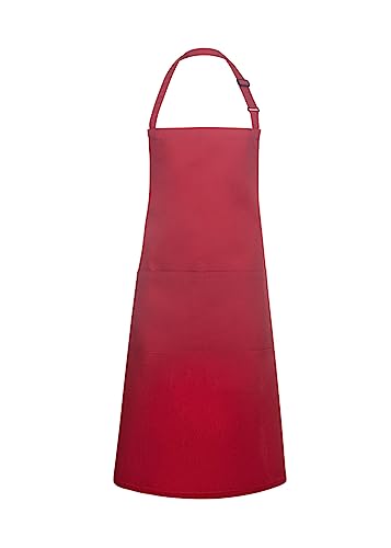 Karlowsky BLS 5 PURE Latzschürze BASIC mit Schnalle und Tasche, 65% Polyester/35% Baumwolle, Rot, Einheitsgröße von Karlowsky