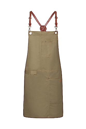 Karlowsky Latzschürze Urban X-Style 68 x 80 cm Lederträger Unisex 100% Baumwolle - khaki von Karlowsky