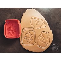 Herz Muffin, Tasse, Glas Cookie Cutter & Stamp I Cupcake Set von KarlsCookieCutters
