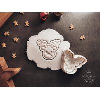 Süßes Rentier Gesicht Cookie Cutter & Stamp I Ausstechform Fondant Stempel von KarlsCookieCutters