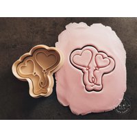 Zwei Herz Luftballoons Cookie Cutter & Stamp I Fondant Stempel Keks Ausstecher von KarlsCookieCutters