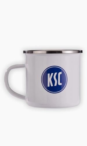 Karlsruher SC KSC Tasse Becher Kaffeetasse ** Emaille weiß ** von Karlsruher SC
