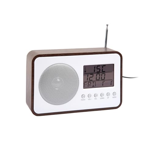 Karlsson Wecker Fm Radio - Dunkles Holz - 19.2x6.6x12.5cm - Rechteck - MDF - Wecker für Schlafzimmer von Karlsson