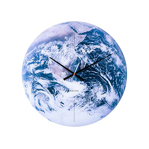 [DL] Wall Clock Earth Glass Blue Tones D. 60cm, Excl. 1 AA Batt, Design Iris Dijkers von Karlsson