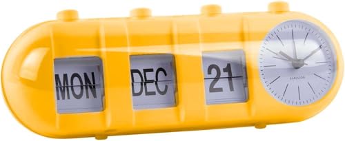 Karlsson Alarm Clock Retro Tube Calendar Flip Bright Yellow von Karlsson