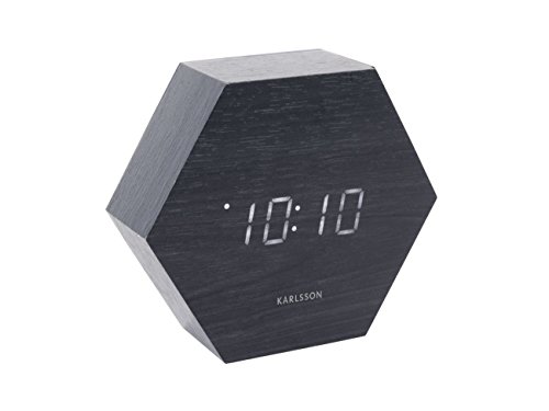 Karlsson KA5651BK Wecker/Alarm Clock - Hexagon - schwarz - 13 x 11 x 4,5 cm von Karlsson