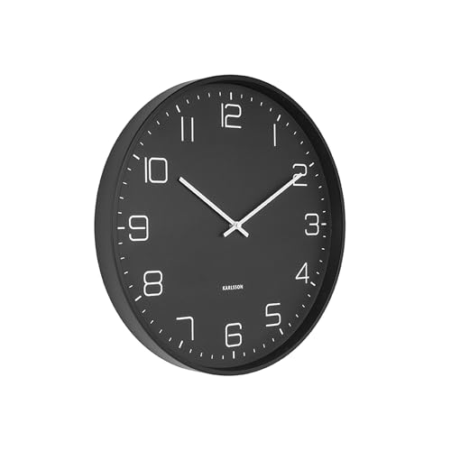 Karlsson Wanduhr Lofty - Schwarz - Ø40cm - Rund - Eisen - Wanduhr Modern Wohnzimmer - Wanduhren von Karlsson