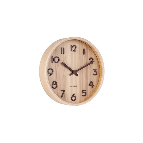 Karlsson Wanduhr Pure - Helles Lindenholz - Ø22cm - Rund - Lindenholz - Wanduhr Modern Wohnzimmer - Wanduhren von Karlsson