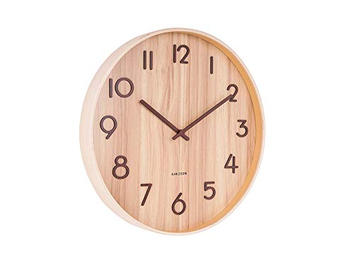 Karlsson KA5809WD Wanduhr, rund, Pure Medium, helles Holz, Beige, D40 x 4,5 cm von Karlsson