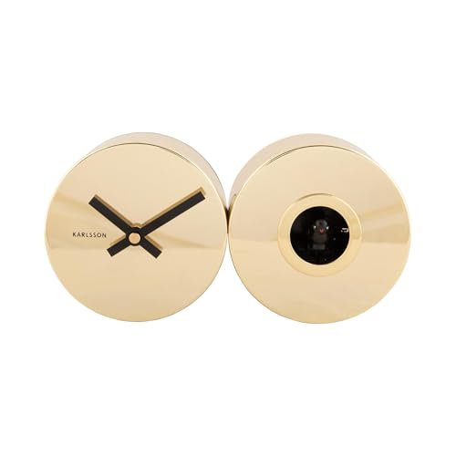 Karlsson Kuckucksuhr Duo Cuckoo Plated - Gold - 26x7.2x13cm - Rechteck - Stahl - Wanduhr Modern Wohnzimmer - Wanduhren - Kuckucksuhr von Karlsson