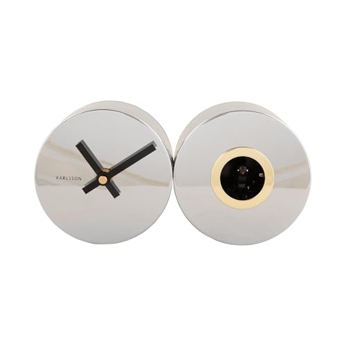 Karlsson Kuckucksuhr Duo Cuckoo Plated - Silber - 26x7.2x13cm - Rechteck - Stahl - Wanduhr Modern Wohnzimmer - Wanduhren - Kuckucksuhr von Karlsson