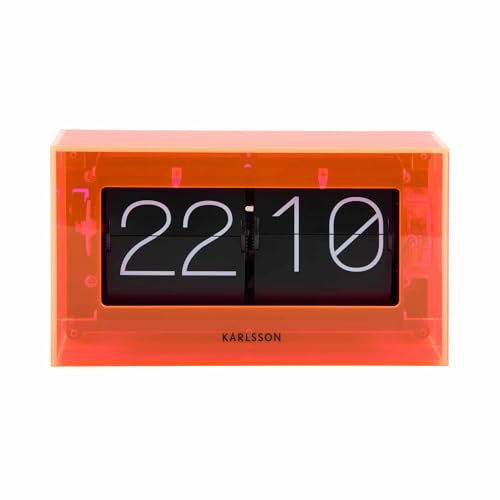 Karlsson Tischuhr Boxed Flip - Orange - 20.7x7.1x11.7cm - Rechteck - Acryl - Standuhr - Tisch Uhr Weihnachtsdekoration - Geschenk Frau - Geschenk Mann - Geschenk für sie - Geschenk Frauen Männer von Karlsson
