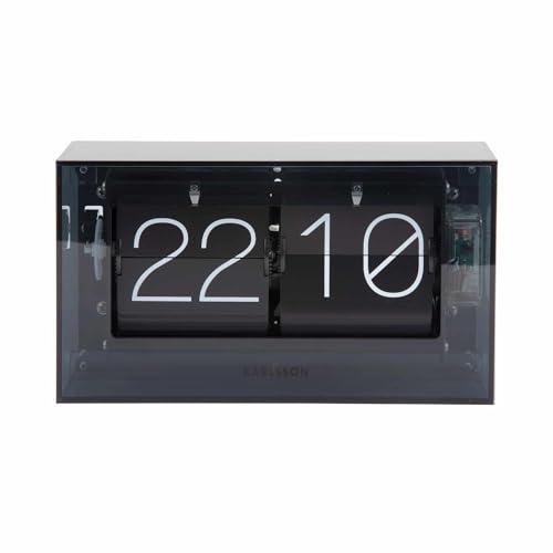 Karlsson Tischuhr Boxed Flip - Schwarz - 20.7x7.1x11.7cm - Rechteck - Acryl - Standuhr - Tisch Uhr Weihnachtsdekoration - Geschenk Frau - Geschenk Mann - Geschenk für sie - Geschenk Frauen Männer von Karlsson