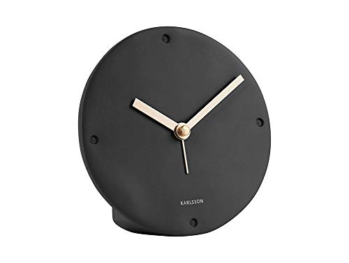 Karlsson - Uhr, Wecker Mantel - Polyresin - schwarz - Ø12 x T2,7 cm von Karlsson