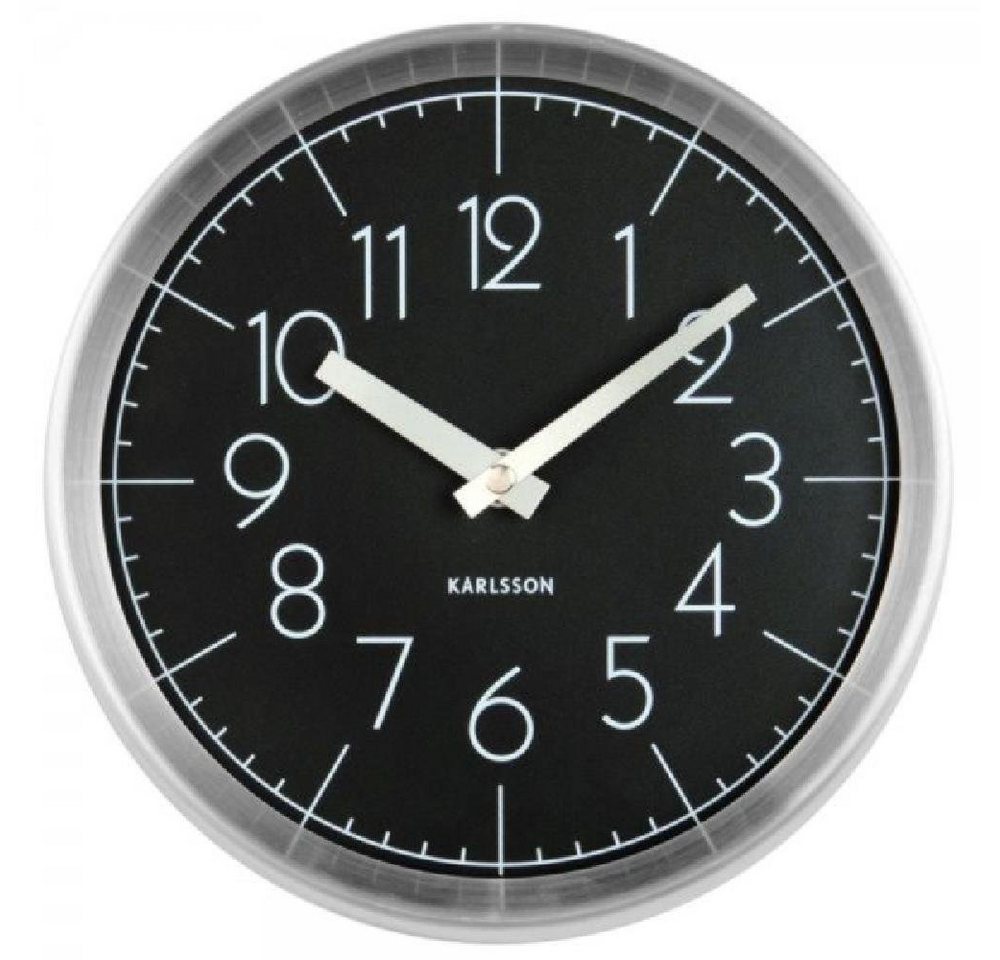 Karlsson Uhr Wanduhr Convex Black Brushed Alu (22x7cm) von Karlsson