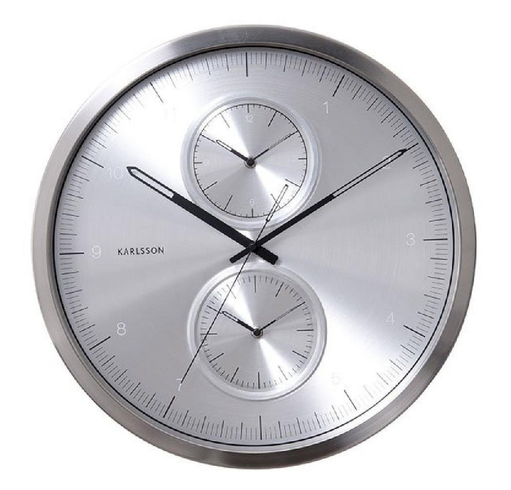 Karlsson Uhr Wanduhr Multiple Time Gebürstetes Aluminium von Karlsson