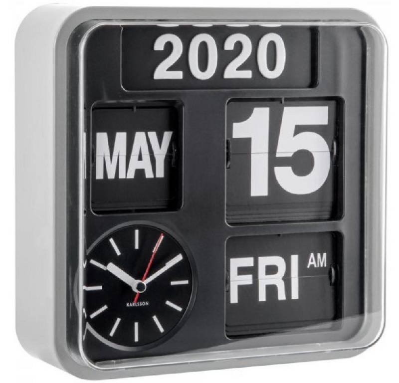 Karlsson Uhr Wanduhr Wall Clock Mini Flip Silber (24cm) von Karlsson