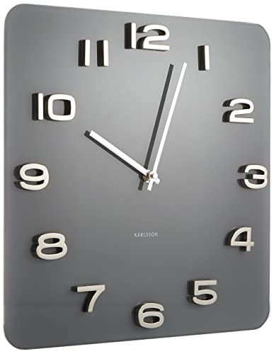 Karlsson Vintage Uhr, Wanduhr, Glas, Grau, One Size von Karlsson