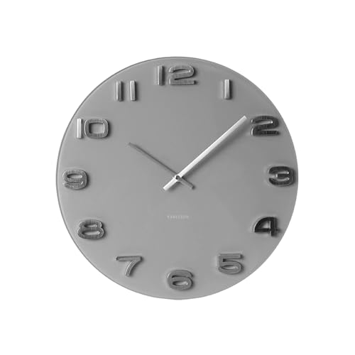 Karlsson Wanduhr Vintage - Grau - Ø35cm - Rund - Glas - Wanduhr Modern Wohnzimmer - Wanduhren von Karlsson