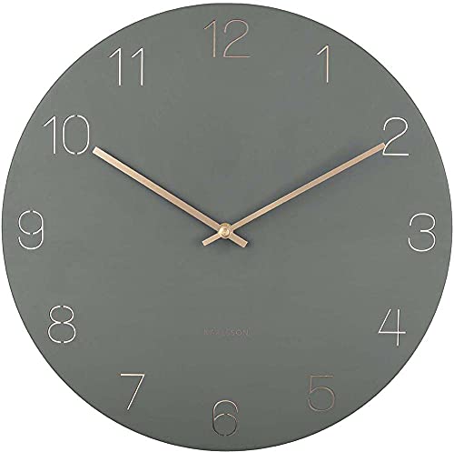 Wall Clock Charm Engraved Numbers Jungle Green D. 40cm, H. 3,5cm, Excl. 1 AA Battery von Karlsson