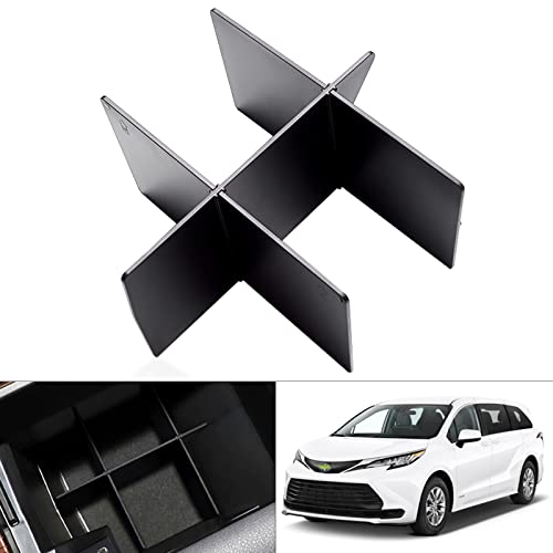 Karltys Kompatibel mit Konsolenteiler Toyota Sienna 2021 2022 2023 Mittelkonsole Armlehne Box Trennwände ABS Schwarz von Karltys