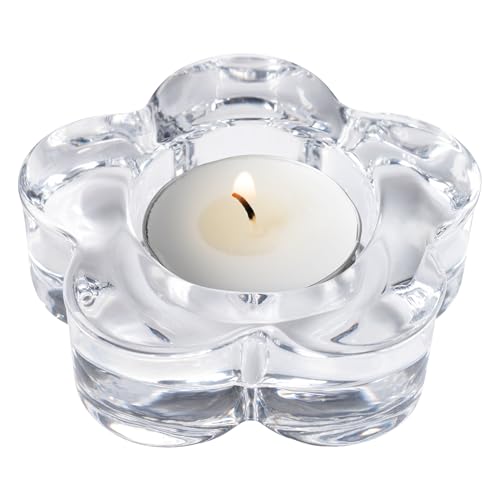 Karma Teelichthalter aus Glas mit Blume, klobiger Glaskerzenhalter für Zuhause und Party, Tischdekoration für Hochzeitstisch Karma Teelichthalter aus Glas mit Blume, klobiger Glaskerzenhalter für Zuhause und Party, Tischdekoration für Hochzeitstisch von Karma