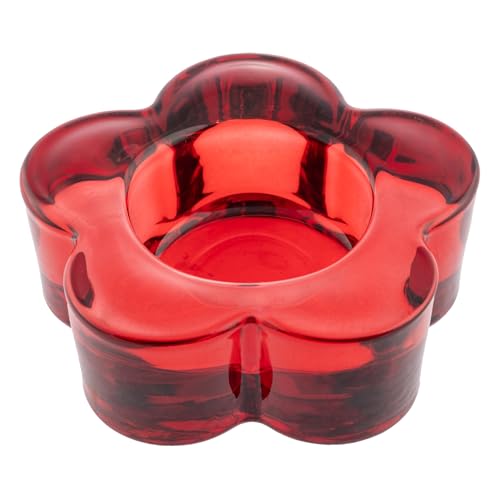 Karma, Teelichthalter aus Glas, Blume, klobiger Kerzenhalter, Votivkerze für Zuhause und Party, Hochzeit, Tischdekoration, Rot Karma, Teelichthalter aus Glas, Blume, klobiger Kerzenhalter, Votivkerze für Zuhause und Party, Hochzeit, Tischdekoration, Rot von Karma