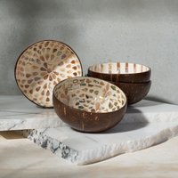 Kokosnuss Schale 4Er Set - Handgefertigte Boho Deko Mit Perlmutt Nachhaltige Bowl Schüssel Snackschale Und Schlüsselschale von Karmagonia