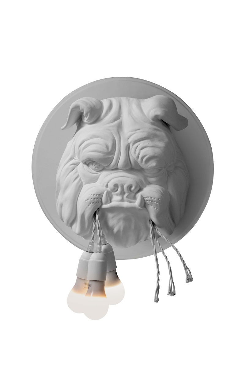 KARMAN Amsterdam dekorative Wandlampe im Bulldog design matt weiß 3x E27 41x25cm von Karman