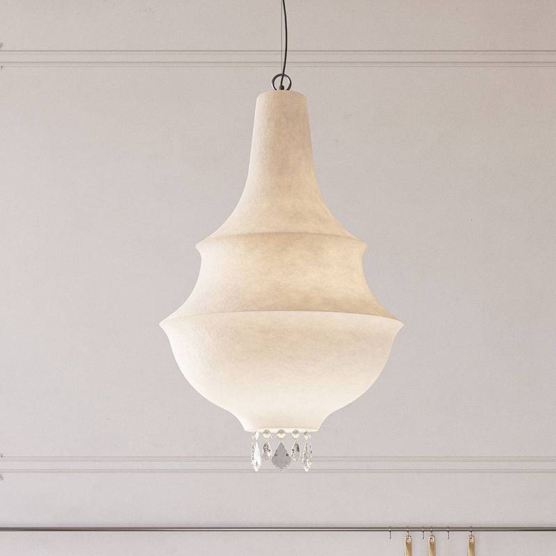 Karman Hängeleuchte Lady D, weiß, Ø 48 cm, Fiberglas, E27 von Karman