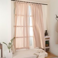 Leinen Boho-Vorhang - Handgefertigt Rot-Weiß Gestreift Baumwolle Und Naturmaterial 210 cm Lang Fair + Nachhaltig Gefertigt von Karmandala
